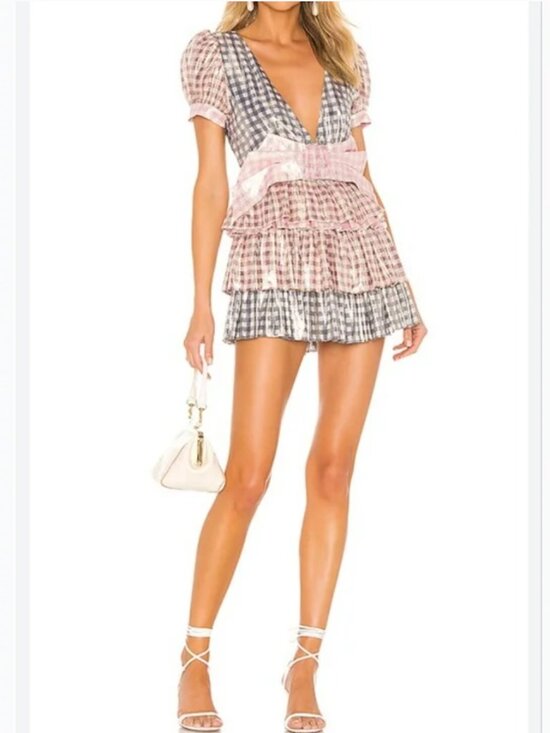 loveshockfancy Dresses & Skirts - LoveShockFancy Silk Metallic Blend Mini Dress Silver Pink size 4